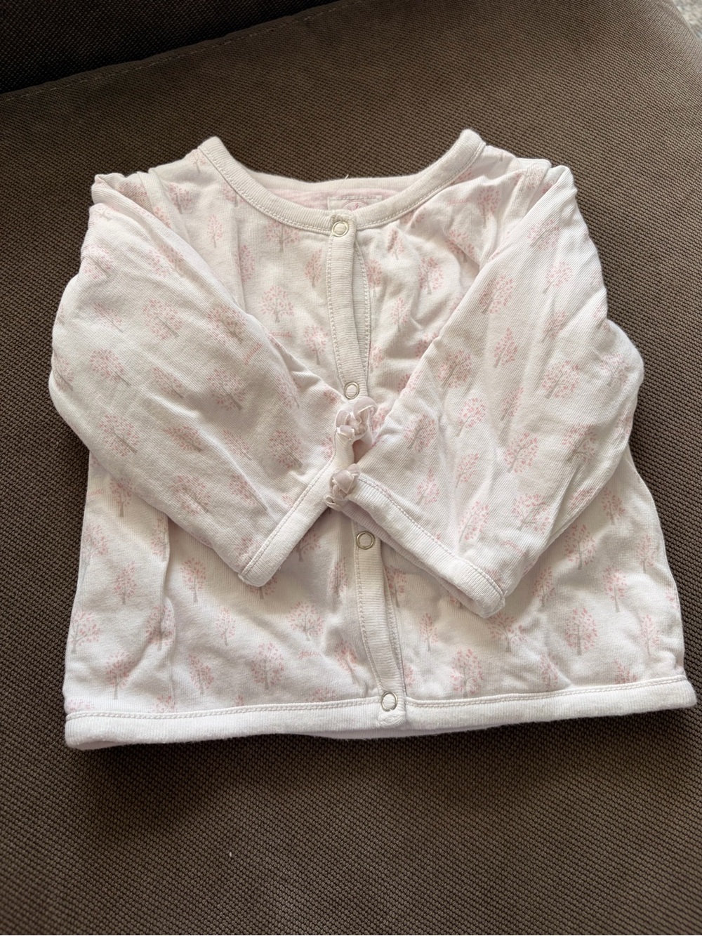 Jacadi Light Pink Floral Snap-Front Cardigan